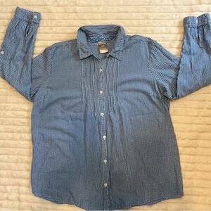 White sage Blue Checkered women's button-down pleated Shirt size XL (16-18)